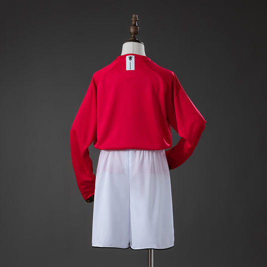 Man United 07/08 Home Retro Long Sleeve Kids Kit Jersey