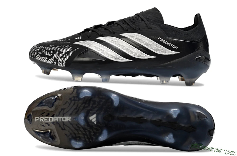 ADIDAS PREDATOR 26 ELITE FG Firm Ground Soccer Cleats - Black/Silver Shade/White Accent