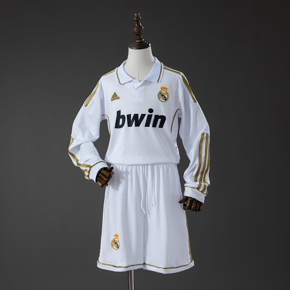 Real Madrid 11/12 Home Retro Long-Sleeve Kids Kit Jersey