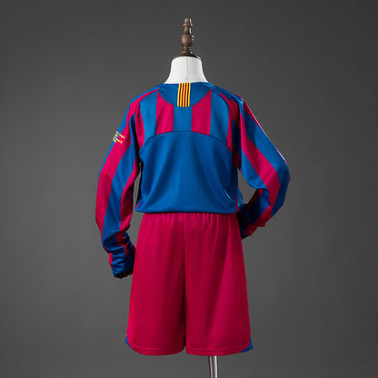Barcelona 05/06 Home (UEFA Champions League) Retro Long Sleeve Kids Kit Jersey