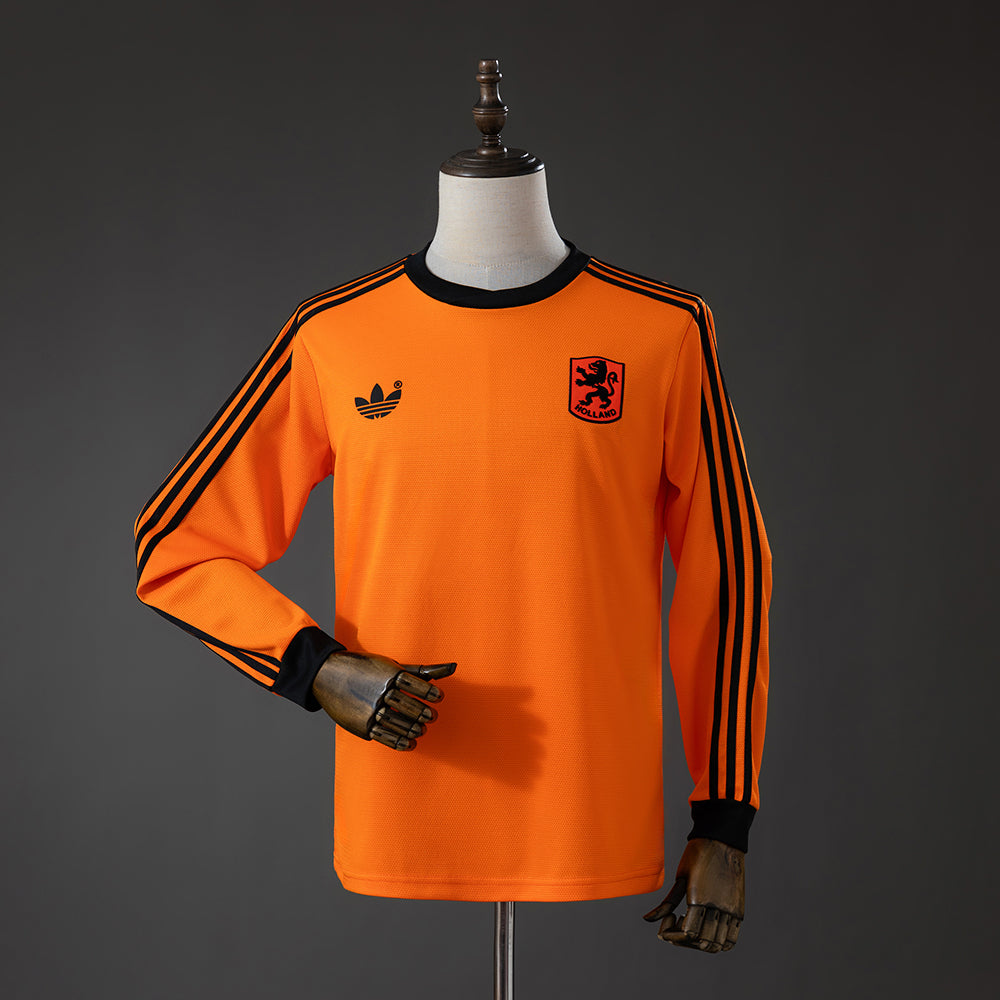 Netherlands 1980 Home Retro Long Sleeved Jersey Fan version
